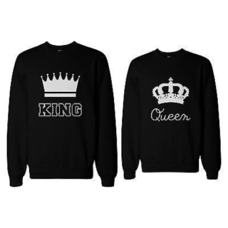 King and Queen Couple SweatShirts Cute Matching Outfit for Couples